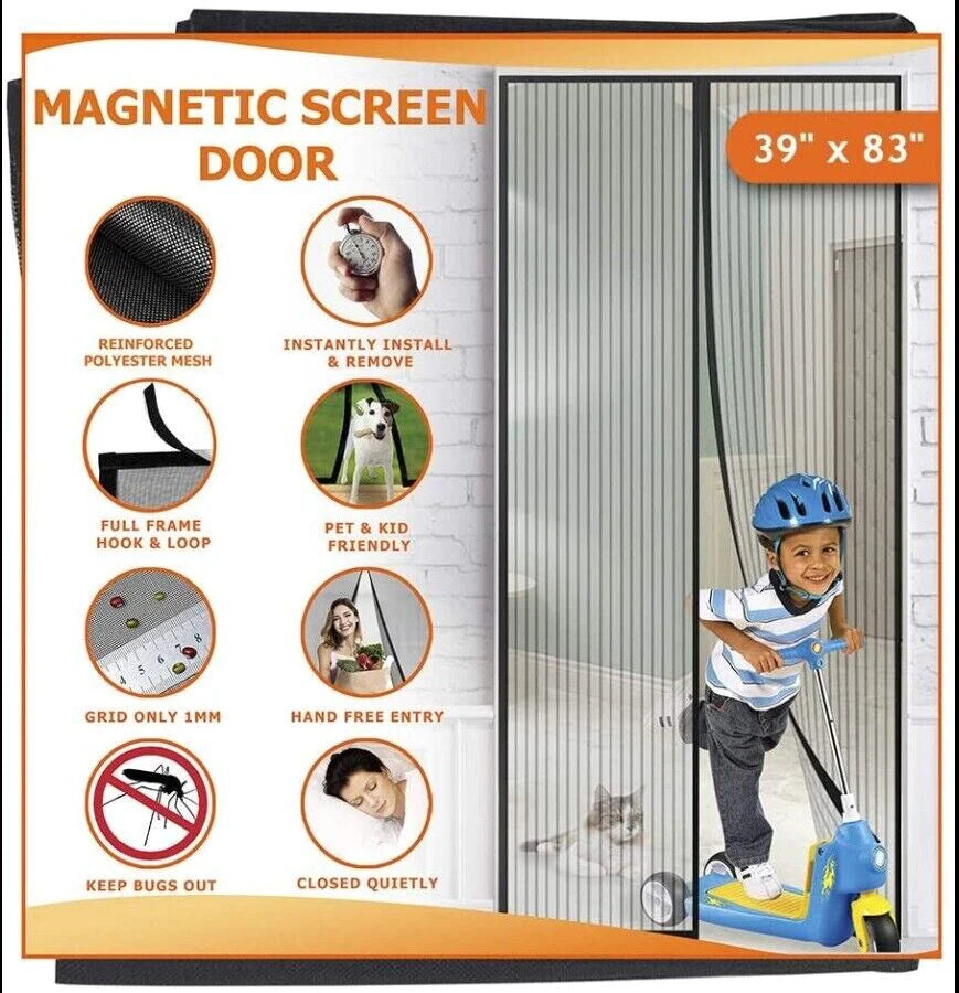 Hands Free Magnetic Screen Door Mosquito Net