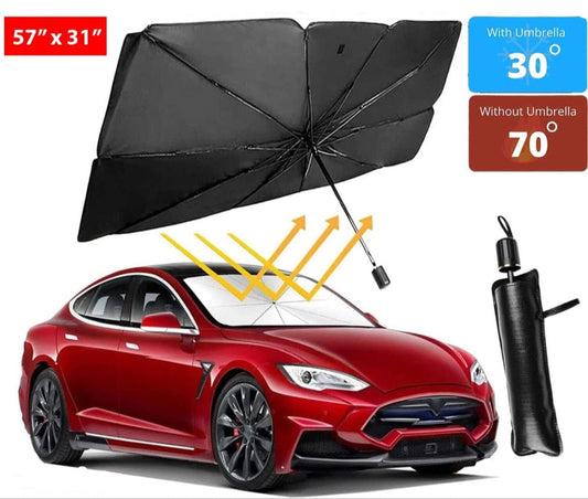 57" Car Windshield Sun Shade Foldable Umbrella Front Window Cover Visor Umbrella