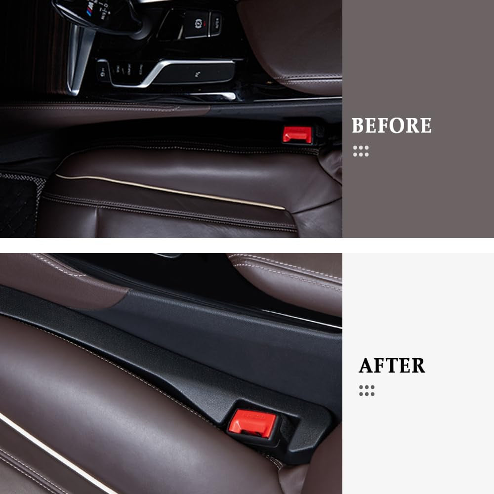 2PCS Car Seat Gap Filler,Flexible Seat Gap Organizer between Seats for Tightly Filling Seat Gaps,Universal Car Side Seat Gap Filler Interior Car Accessories for Women & Men (Black)