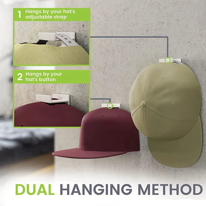 Adhesive Baseball Cap Rack – 12 Hook Organizer