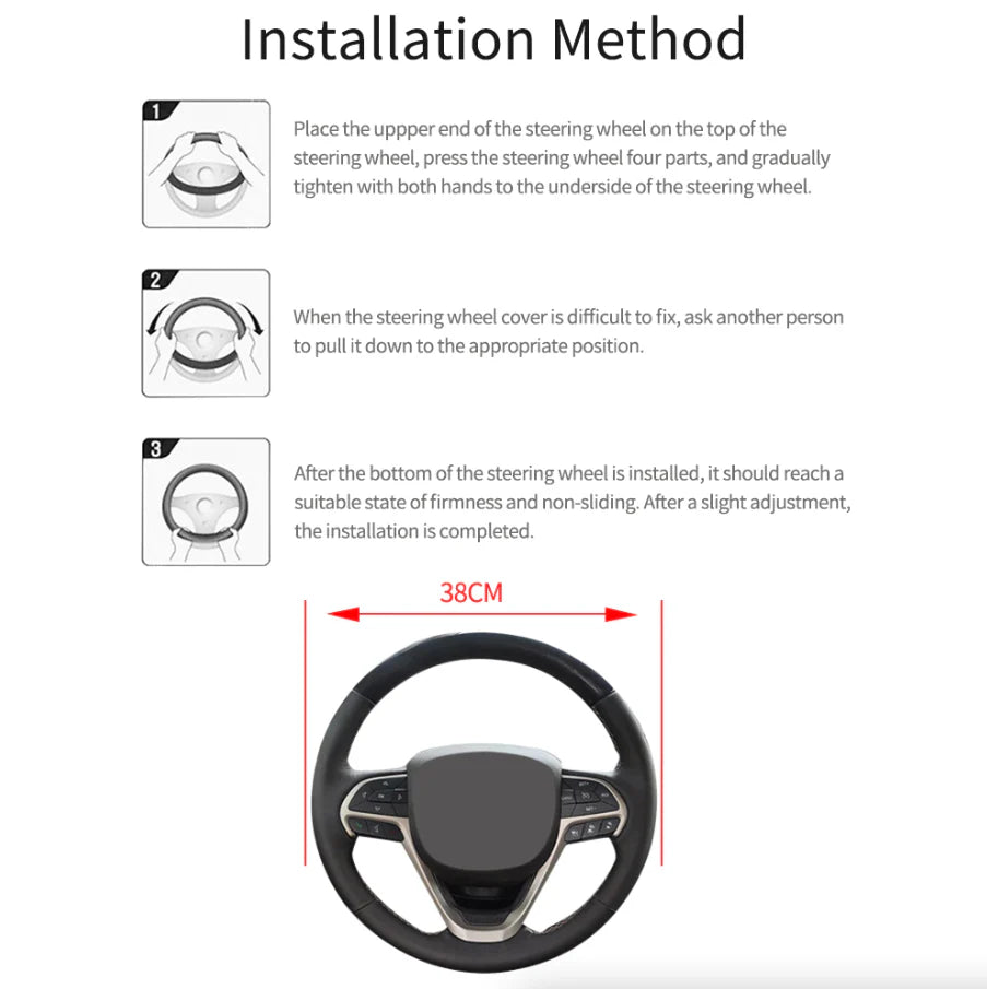 Car Steering Wheel Cover Anti-Slip for 15"/38Cm 