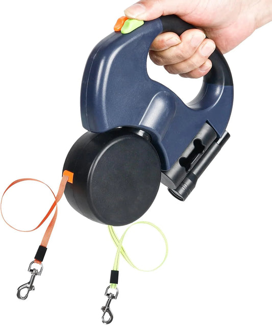 Dual Retractable Reflective Double Dog Walking Leash