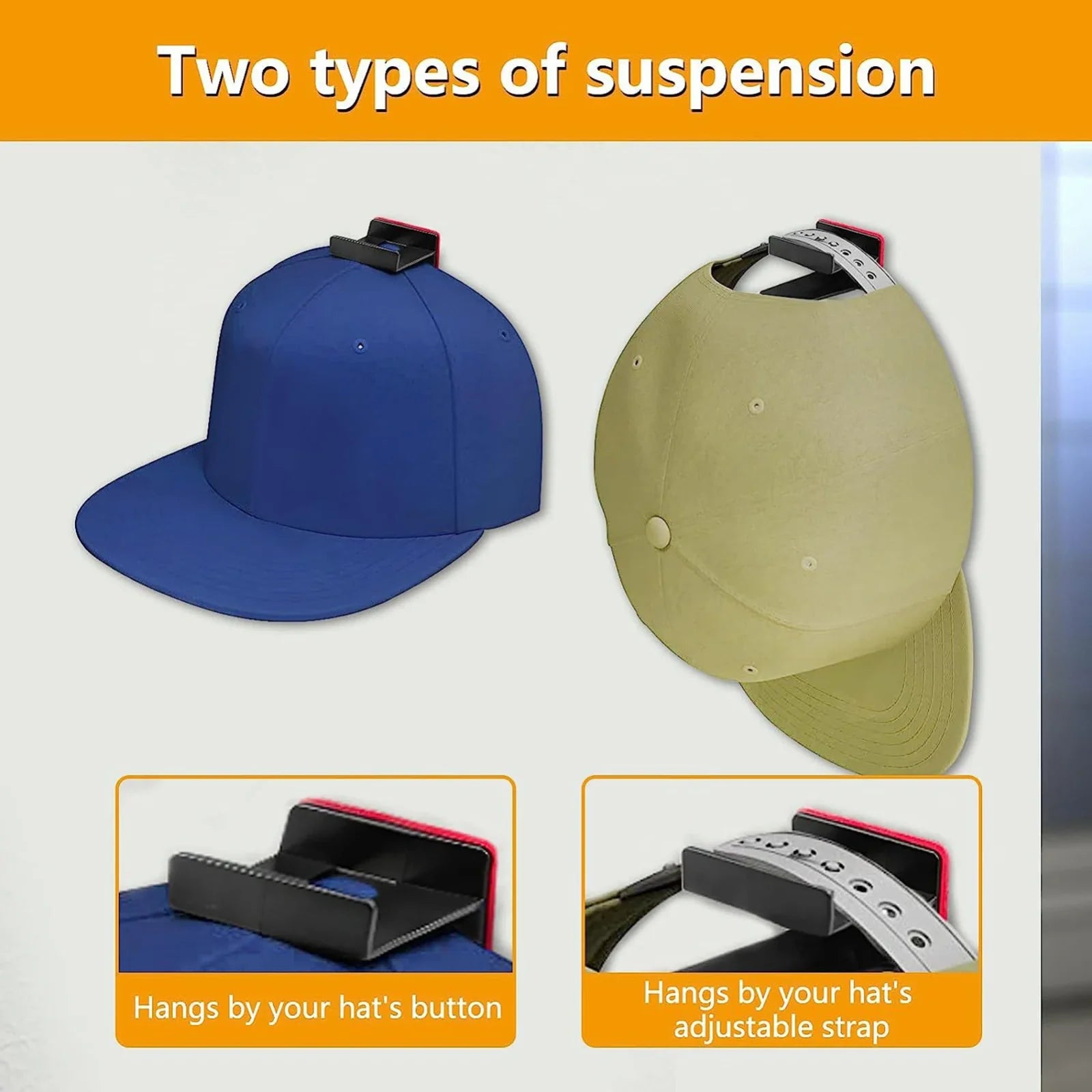 Adhesive Baseball Cap Rack – 12 Hook Organizer