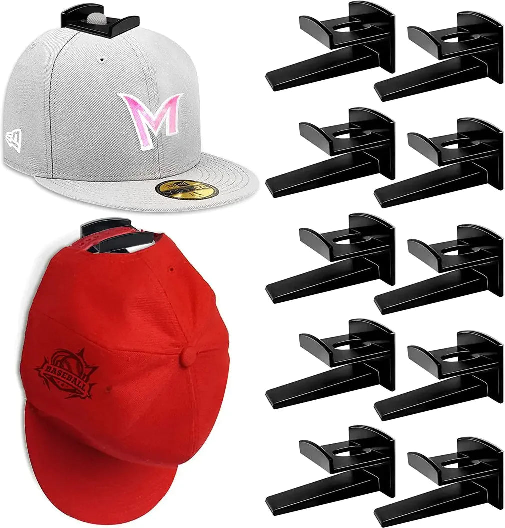 Adhesive Baseball Cap Rack – 12 Hook Organizer