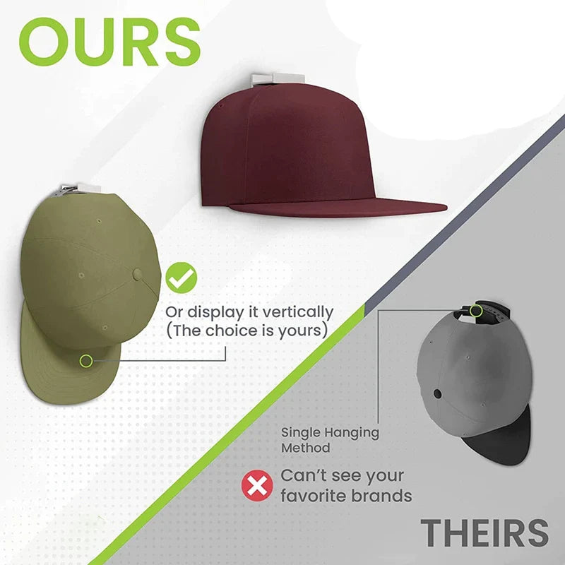 Adhesive Baseball Cap Rack – 12 Hook Organizer