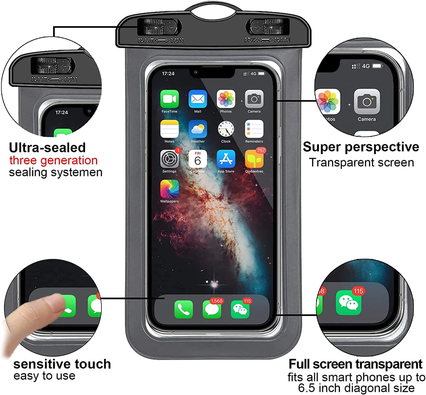 3 Pack Waterproof Cell Phone Pouch 