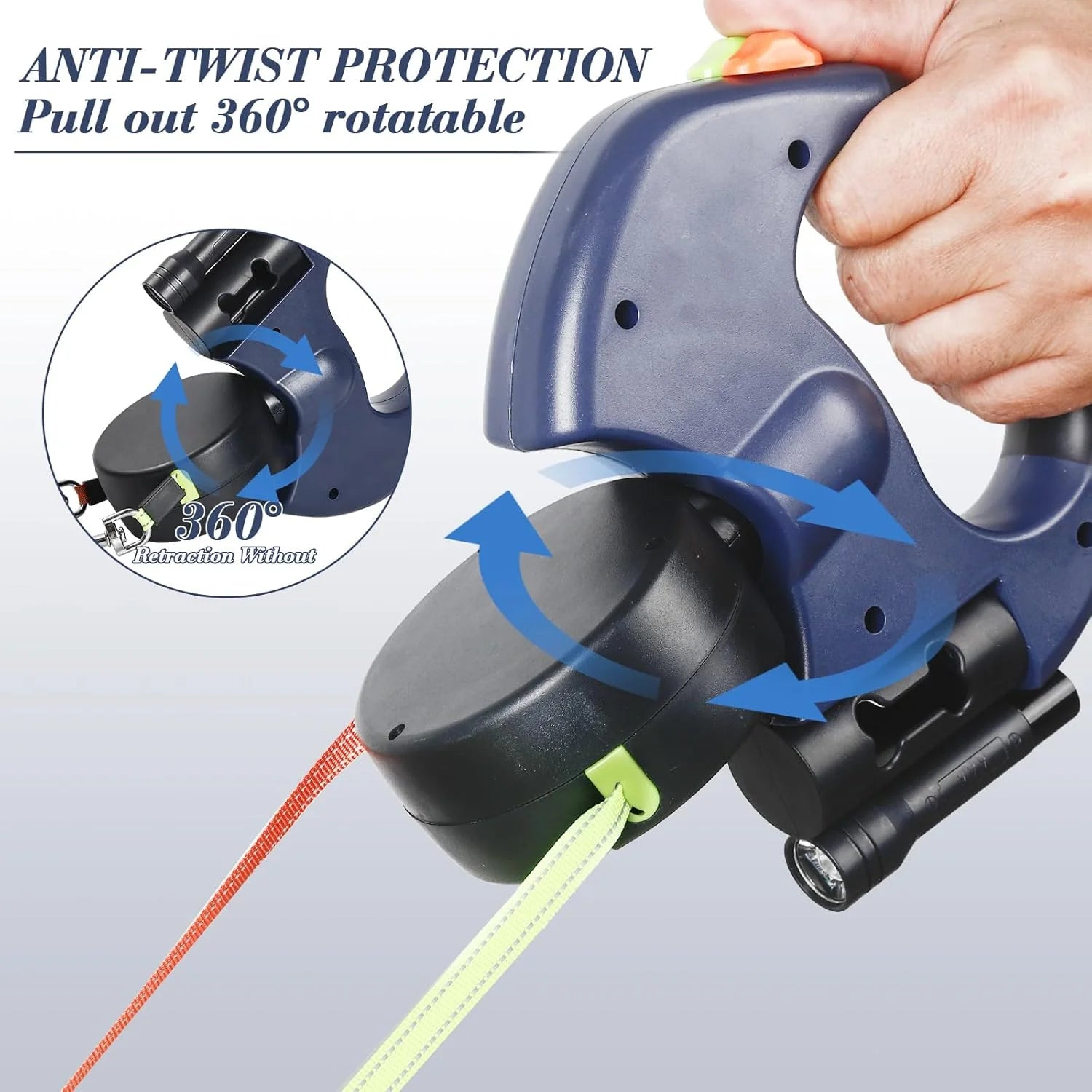 Dual Retractable Reflective Double Dog Walking Leash
