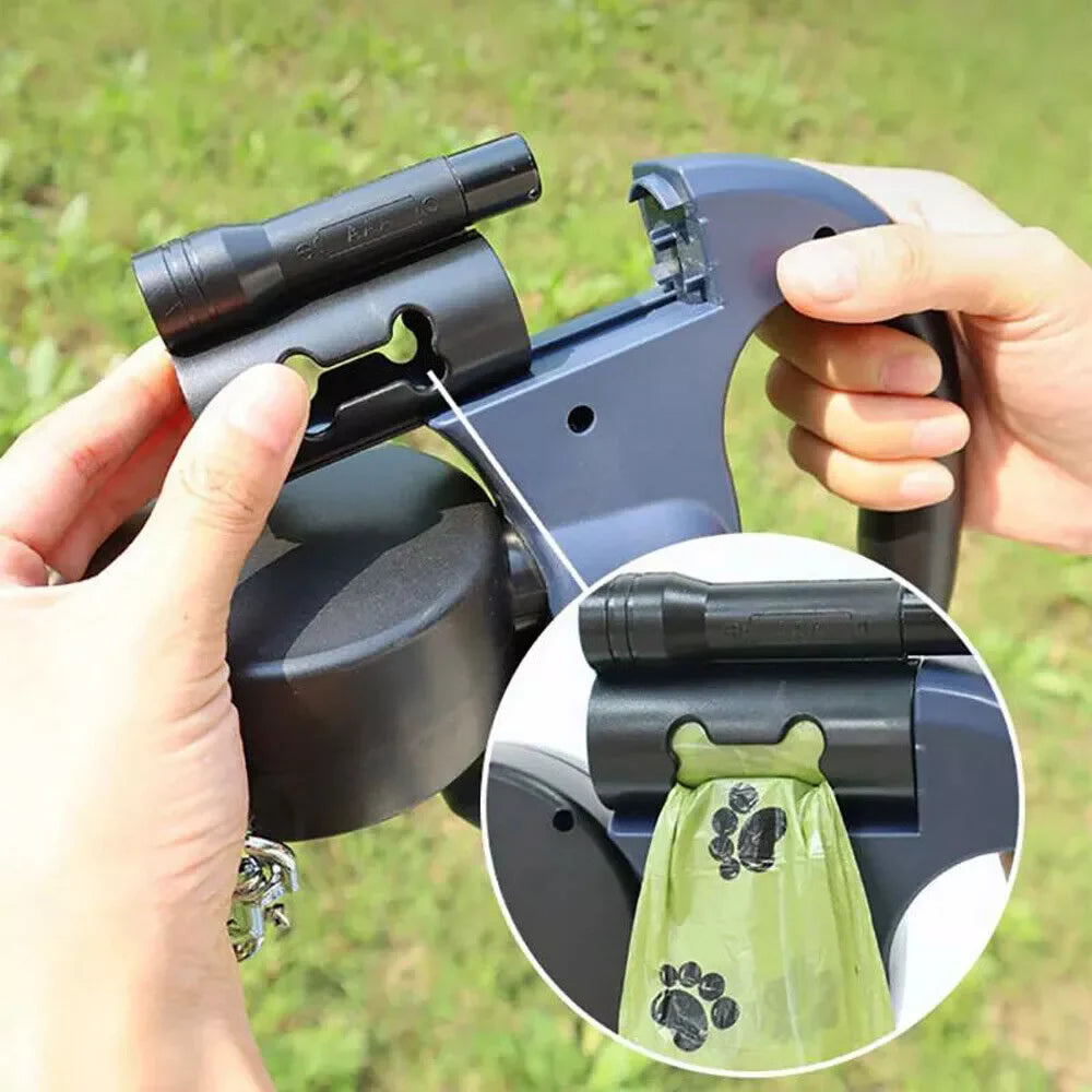 Dual Retractable Reflective Double Dog Walking Leash