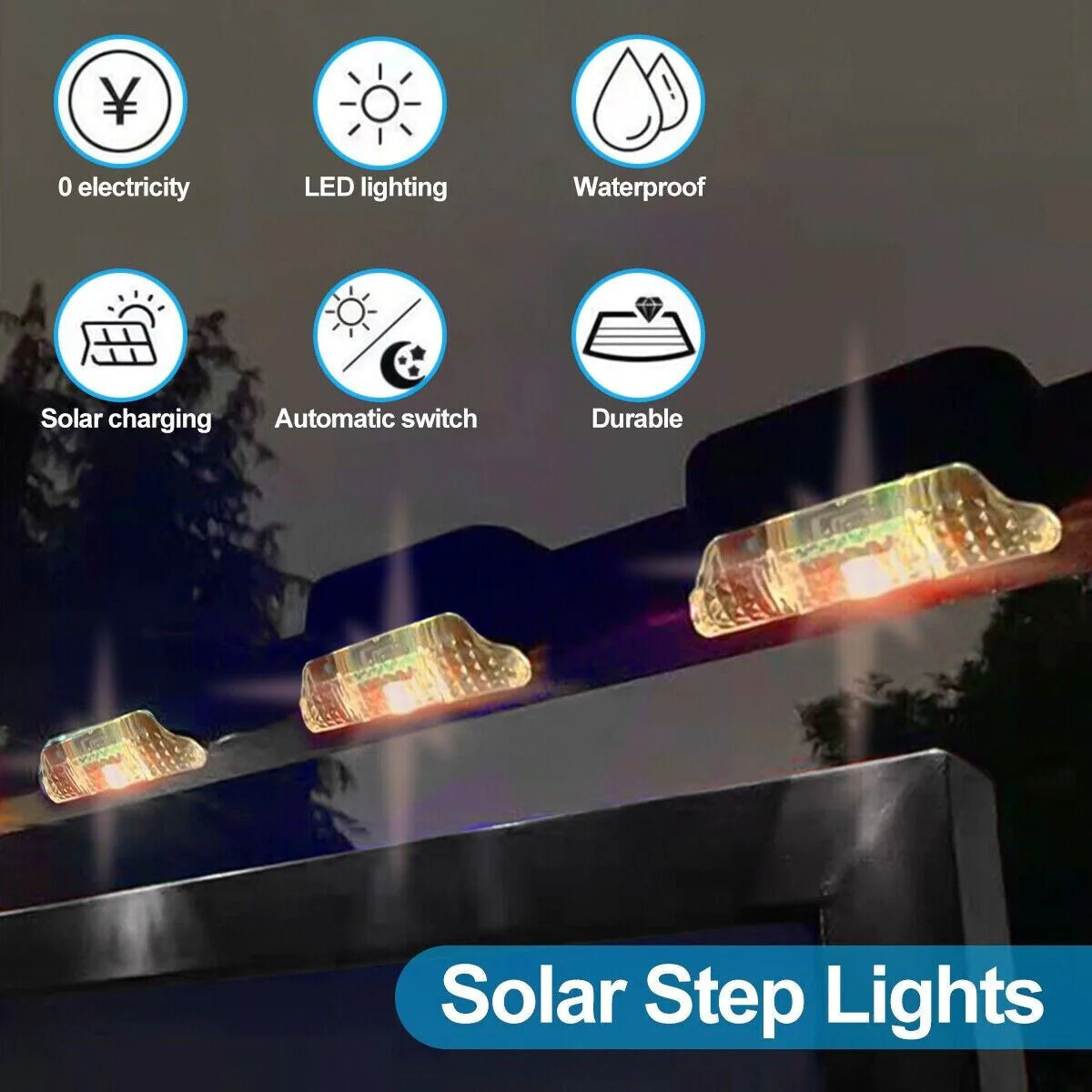 8 Pack Solar Deck Outdoor Waterproof LED lights