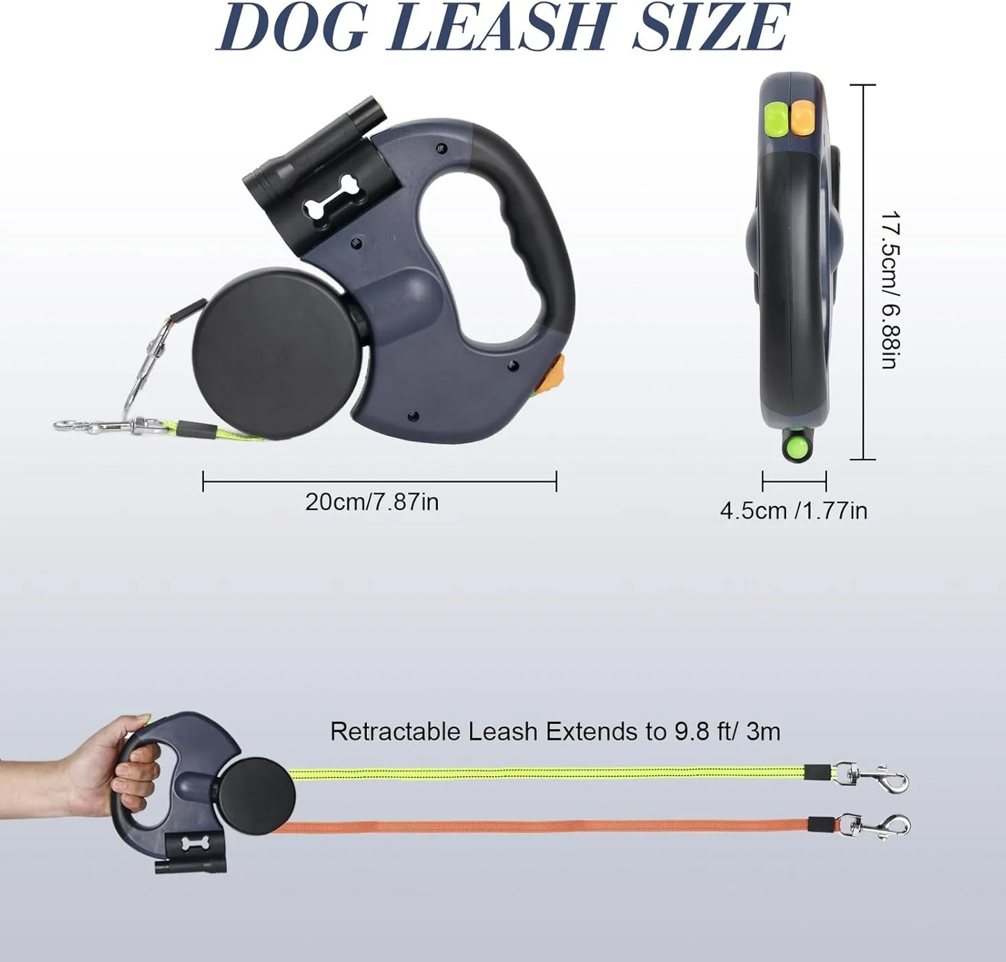Dual Retractable Reflective Double Dog Walking Leash
