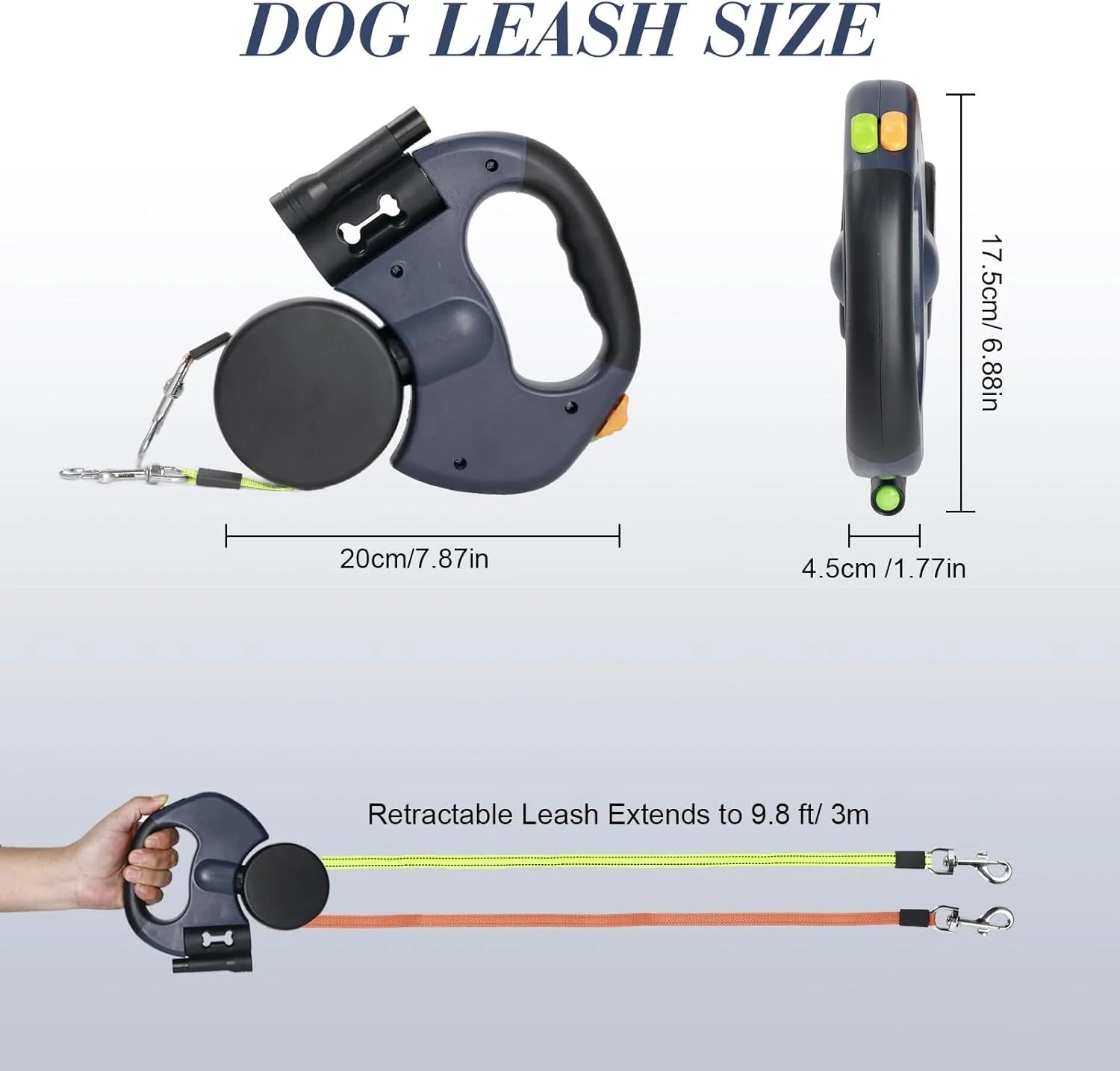 Dual Retractable Reflective Double Dog Walking Leash