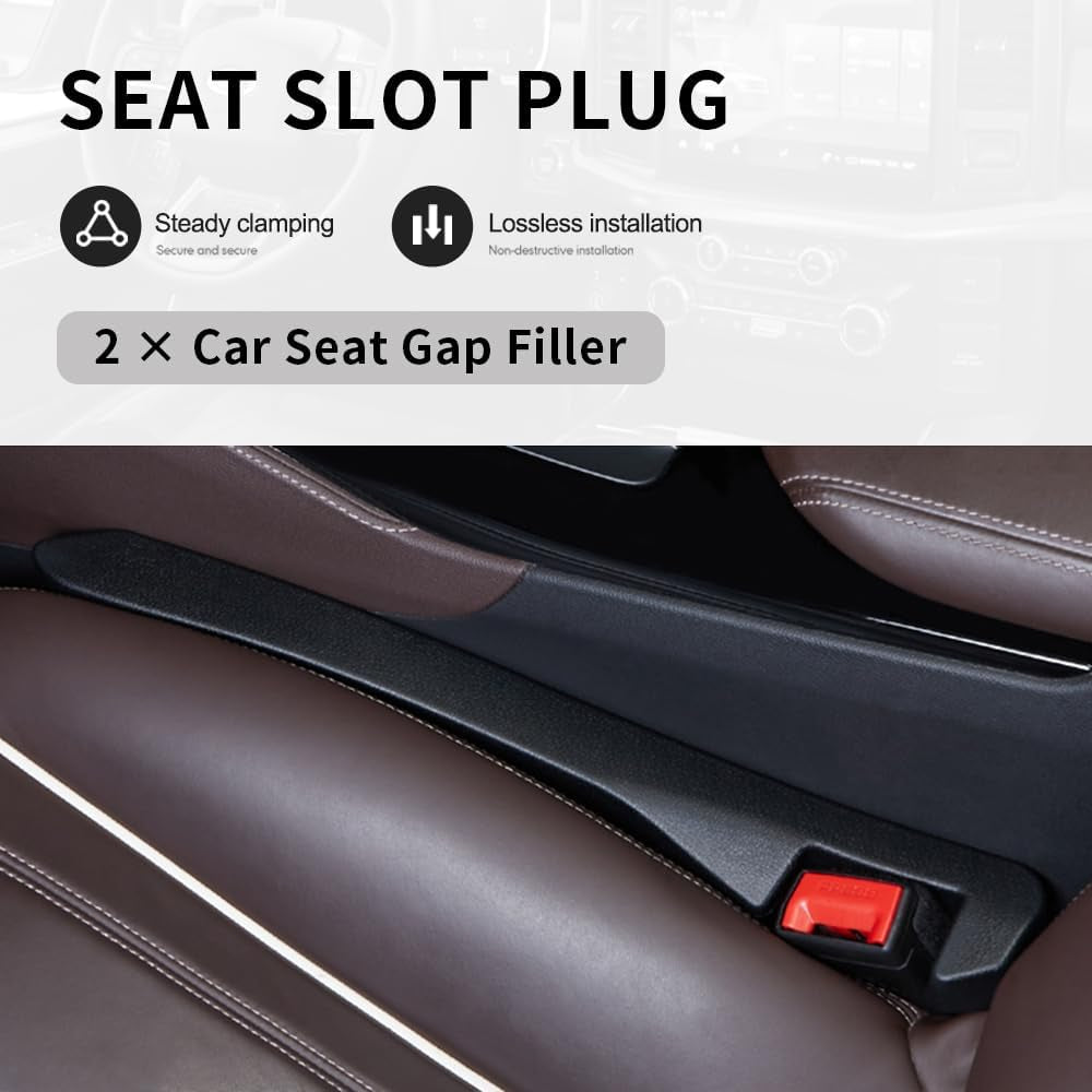 2PCS Car Seat Gap Filler,Flexible Seat Gap Organizer between Seats for Tightly Filling Seat Gaps,Universal Car Side Seat Gap Filler Interior Car Accessories for Women & Men (Black)